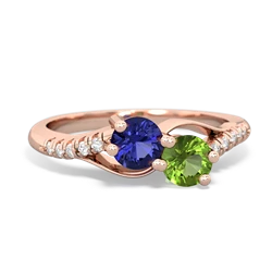 Lab Sapphire Infinity Pave Two Stone 14K Rose Gold ring R5285