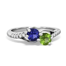 Lab Sapphire Infinity Pave Two Stone 14K White Gold ring R5285