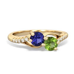 Lab Sapphire Infinity Pave Two Stone 14K Yellow Gold ring R5285