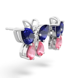 Lab Sapphire Butterfly 14K White Gold earrings E2215