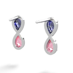 Lab Sapphire Infinity 14K White Gold earrings E5050