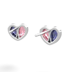 Lab Sapphire 'Our Heart' 14K White Gold earrings E5072