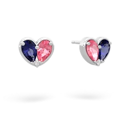 Lab Sapphire 'Our Heart' 14K White Gold earrings E5072