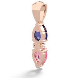 Lab Sapphire Bowtie Drop 14K Rose Gold pendant P0865