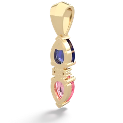Lab Sapphire Bowtie Drop 14K Yellow Gold pendant P0865