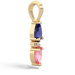 Lab Sapphire Bowtie Drop 14K Yellow Gold pendant P0865