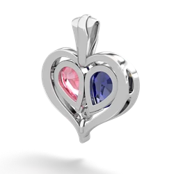 Lab Sapphire Two Become One 14K White Gold pendant P5330