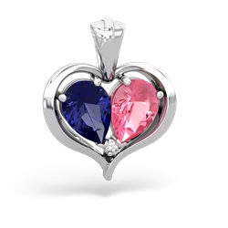 Lab Sapphire Two Become One 14K White Gold pendant P5330