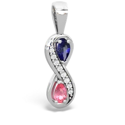 Lab Sapphire Diamond Infinity 14K White Gold pendant P5390