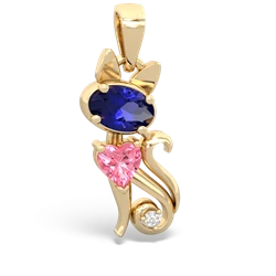 Lab Sapphire Kitten 14K Yellow Gold pendant P5780