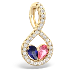 Lab Sapphire Pave Twist 'One Heart' 14K Yellow Gold pendant P5360