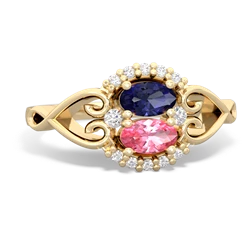 Lab Sapphire Love Nest 14K Yellow Gold ring R5860