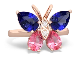 Lab Sapphire Butterfly 14K Rose Gold ring R2215