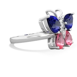 Lab Sapphire Butterfly 14K White Gold ring R2215