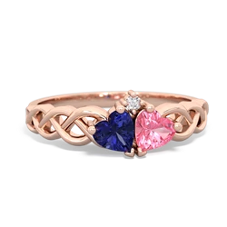 Lab Sapphire Heart To Heart Braid 14K Rose Gold ring R5870