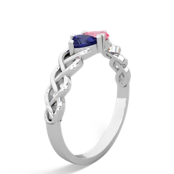 Lab Sapphire Heart To Heart Braid 14K White Gold ring R5870