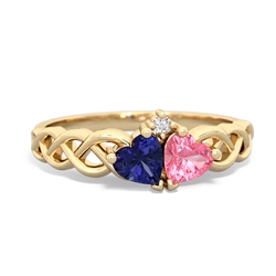 Lab Sapphire Heart To Heart Braid 14K Yellow Gold ring R5870