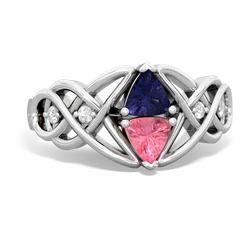 Lab Sapphire Keepsake Celtic Knot 14K White Gold ring R5300