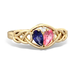 Lab Sapphire Celtic Love Knot 14K Yellow Gold ring R5420