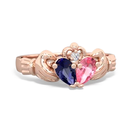 Lab Sapphire 'Our Heart' Claddagh 14K Rose Gold ring R2388