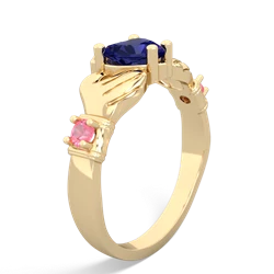 Lab Sapphire Claddagh Keepsake 14K Yellow Gold ring R5245