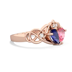 Lab Sapphire 'One Heart' Celtic Knot Claddagh 14K Rose Gold ring R5322