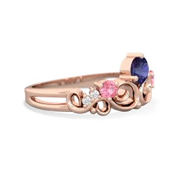 Lab Sapphire Crown Keepsake 14K Rose Gold ring R5740