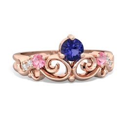 Lab Sapphire Crown Keepsake 14K Rose Gold ring R5740