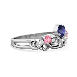 Lab Sapphire Crown Keepsake 14K White Gold ring R5740