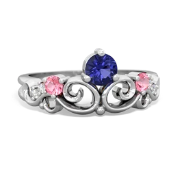 Lab Sapphire Crown Keepsake 14K White Gold ring R5740