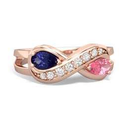 Lab Sapphire Diamond Infinity 14K Rose Gold ring R5390