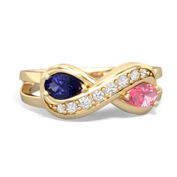 Lab Sapphire Diamond Infinity 14K Yellow Gold ring R5390