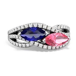 Lab Sapphire Diamond Rivers 14K White Gold ring R3070