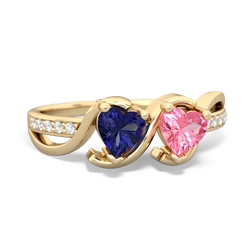 Lab Sapphire Side By Side 14K Yellow Gold ring R3090