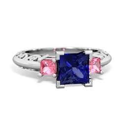 Lab Sapphire Eternal Embrace Engagement 14K White Gold ring C2001