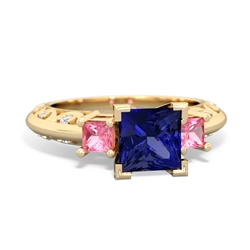 Lab Sapphire Eternal Embrace Engagement 14K Yellow Gold ring C2001