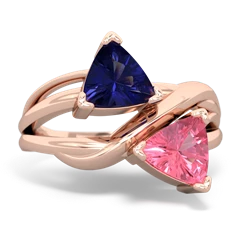 Lab Sapphire Split Band Swirl 14K Rose Gold ring R2341