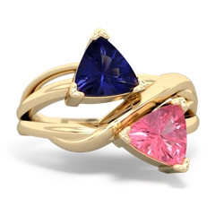 Lab Sapphire Split Band Swirl 14K Yellow Gold ring R2341