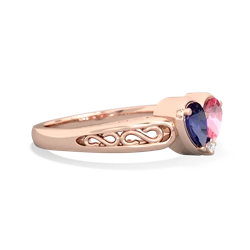 Lab Sapphire Filligree 'One Heart' 14K Rose Gold ring R5070