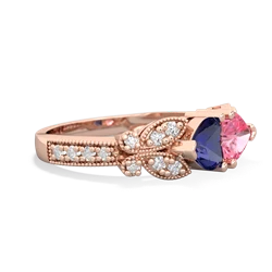 Lab Sapphire Diamond Butterflies 14K Rose Gold ring R5601