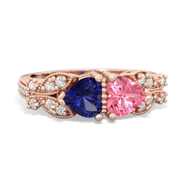 Lab Sapphire Diamond Butterflies 14K Rose Gold ring R5601