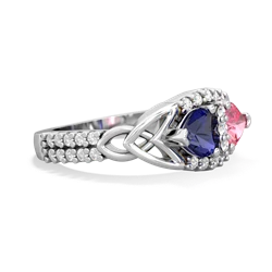 Lab Sapphire Sparkling Celtic Knot 14K White Gold ring R2645