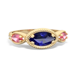 Lab Sapphire Milgrain Marquise 14K Yellow Gold ring R5700