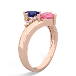 Lab Sapphire Heart To Heart 14K Rose Gold ring R2064