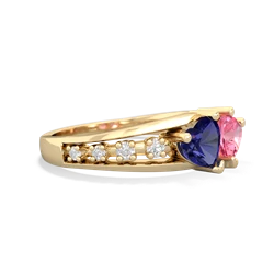 Lab Sapphire Heart To Heart 14K Yellow Gold ring R3342