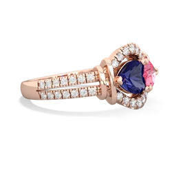 Lab Sapphire Art-Deco Keepsake 14K Rose Gold ring R5630
