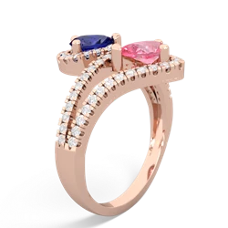 Lab Sapphire Diamond Dazzler 14K Rose Gold ring R3000