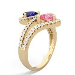 Lab Sapphire Diamond Dazzler 14K Yellow Gold ring R3000