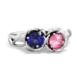 Lab Sapphire Rose Garden 14K White Gold ring R5510