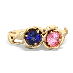 Lab Sapphire Rose Garden 14K Yellow Gold ring R5510